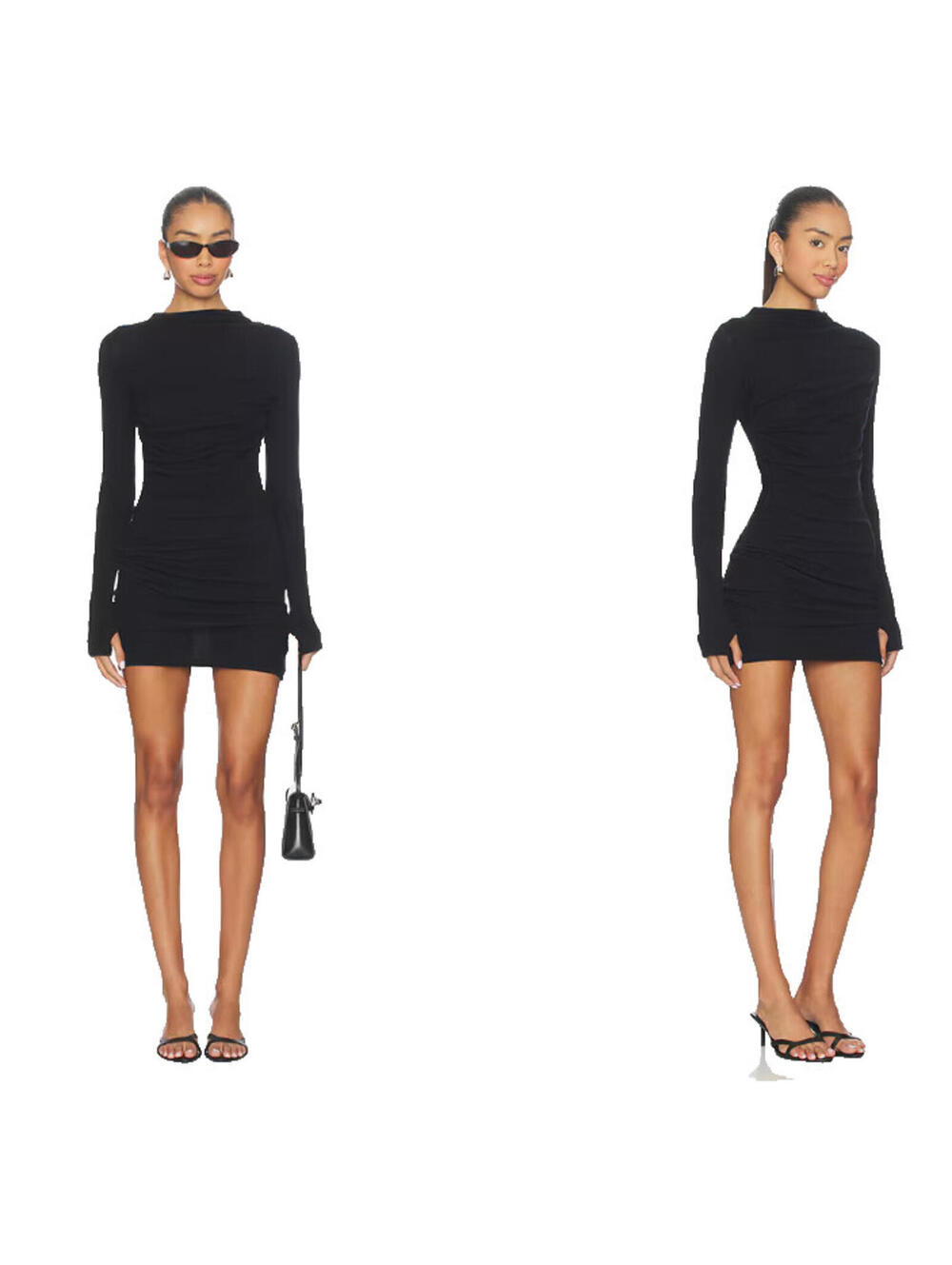 Enza Costa WRAP mini DRESS black cotton cashmere size XS $320msrp